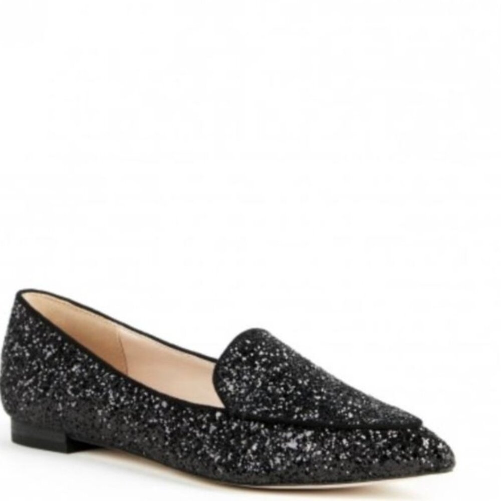 Sole Society Cammila Black Glitter Loafer
